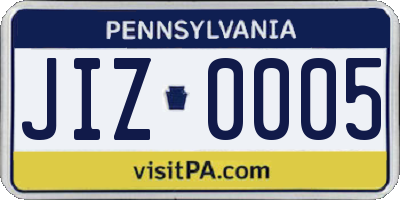 PA license plate JIZ0005