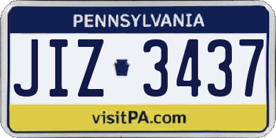 PA license plate JIZ3437
