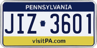 PA license plate JIZ3601