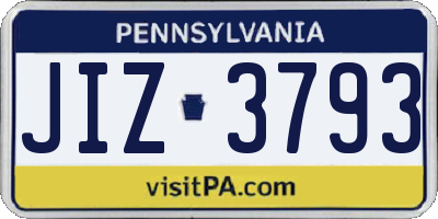 PA license plate JIZ3793