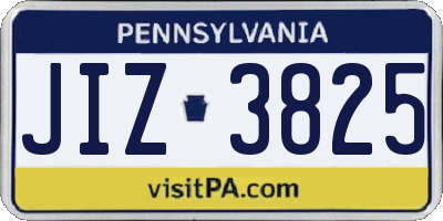 PA license plate JIZ3825
