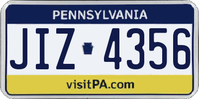 PA license plate JIZ4356