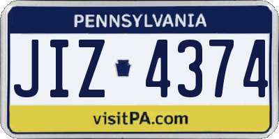 PA license plate JIZ4374