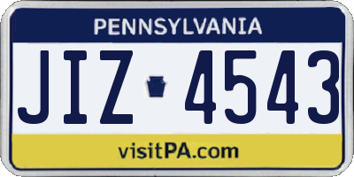 PA license plate JIZ4543