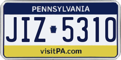 PA license plate JIZ5310