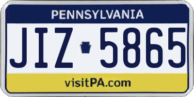 PA license plate JIZ5865
