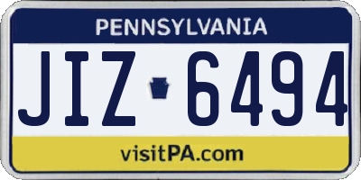 PA license plate JIZ6494