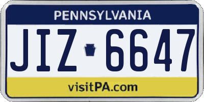 PA license plate JIZ6647