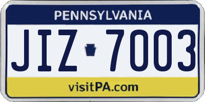 PA license plate JIZ7003
