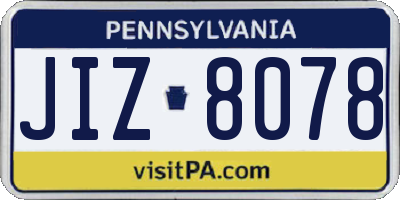 PA license plate JIZ8078