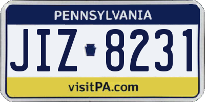 PA license plate JIZ8231