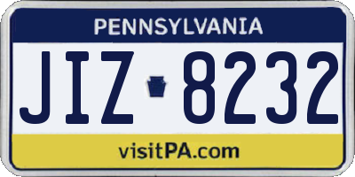 PA license plate JIZ8232