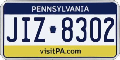 PA license plate JIZ8302