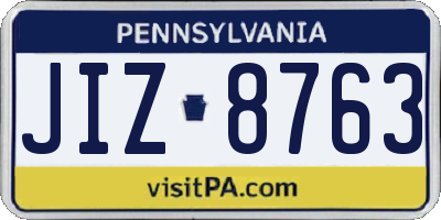 PA license plate JIZ8763