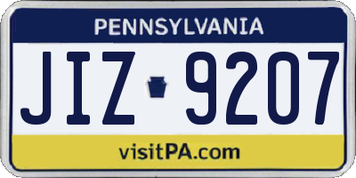 PA license plate JIZ9207