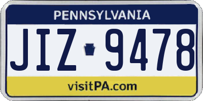 PA license plate JIZ9478