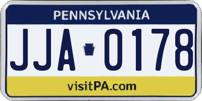 PA license plate JJA0178