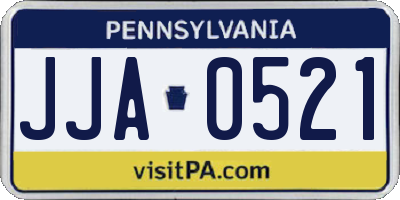 PA license plate JJA0521