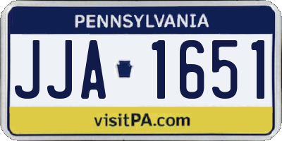 PA license plate JJA1651