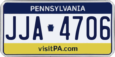 PA license plate JJA4706