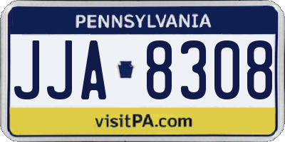 PA license plate JJA8308