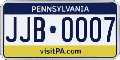 PA license plate JJB0007