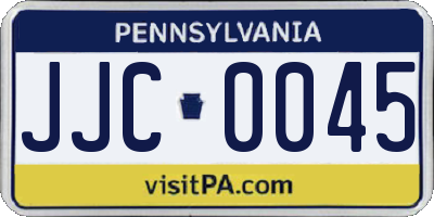 PA license plate JJC0045