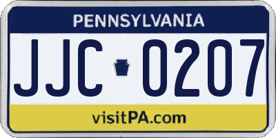 PA license plate JJC0207