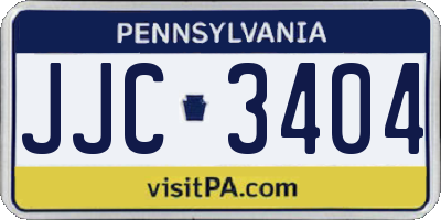 PA license plate JJC3404