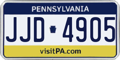 PA license plate JJD4905