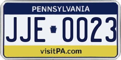 PA license plate JJE0023