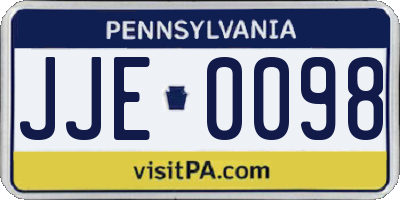 PA license plate JJE0098