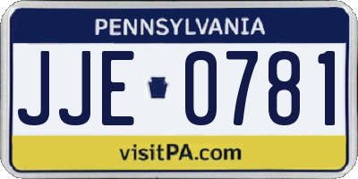 PA license plate JJE0781