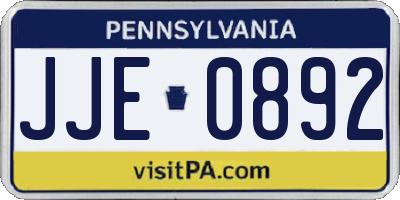 PA license plate JJE0892