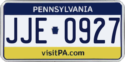 PA license plate JJE0927