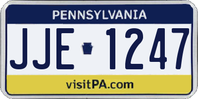 PA license plate JJE1247