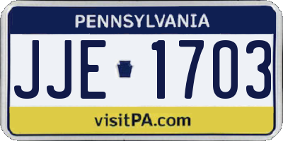 PA license plate JJE1703