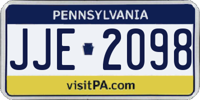 PA license plate JJE2098