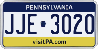 PA license plate JJE3020