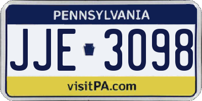 PA license plate JJE3098
