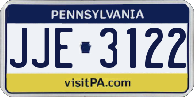PA license plate JJE3122