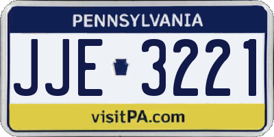 PA license plate JJE3221