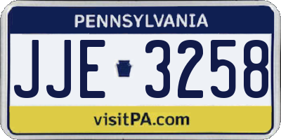 PA license plate JJE3258