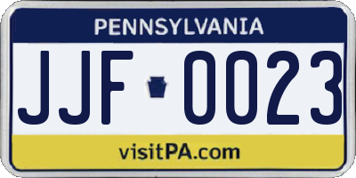 PA license plate JJF0023