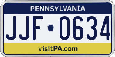 PA license plate JJF0634