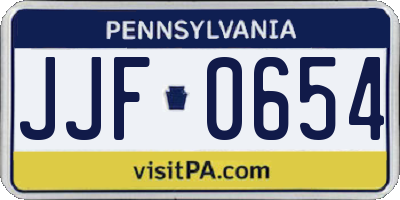PA license plate JJF0654