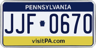 PA license plate JJF0670
