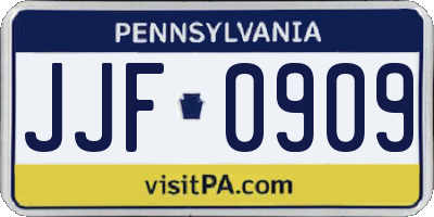 PA license plate JJF0909