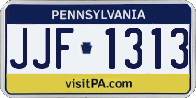 PA license plate JJF1313