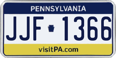 PA license plate JJF1366